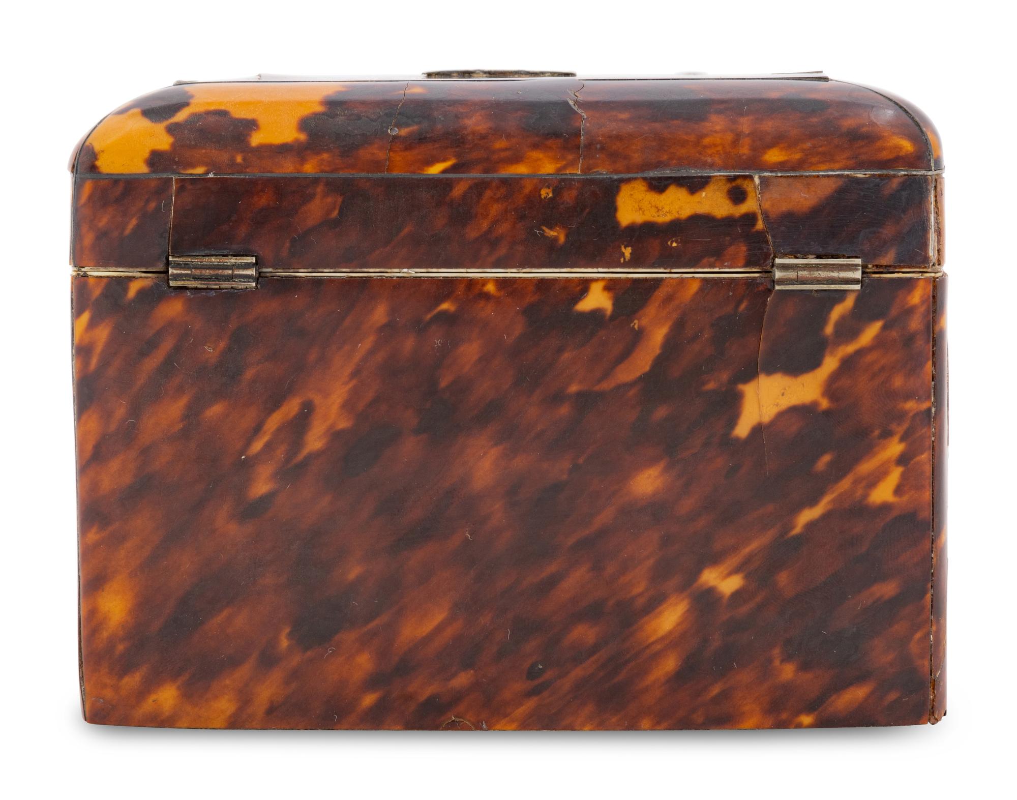 A Regency Tortoiseshell Tea Caddy