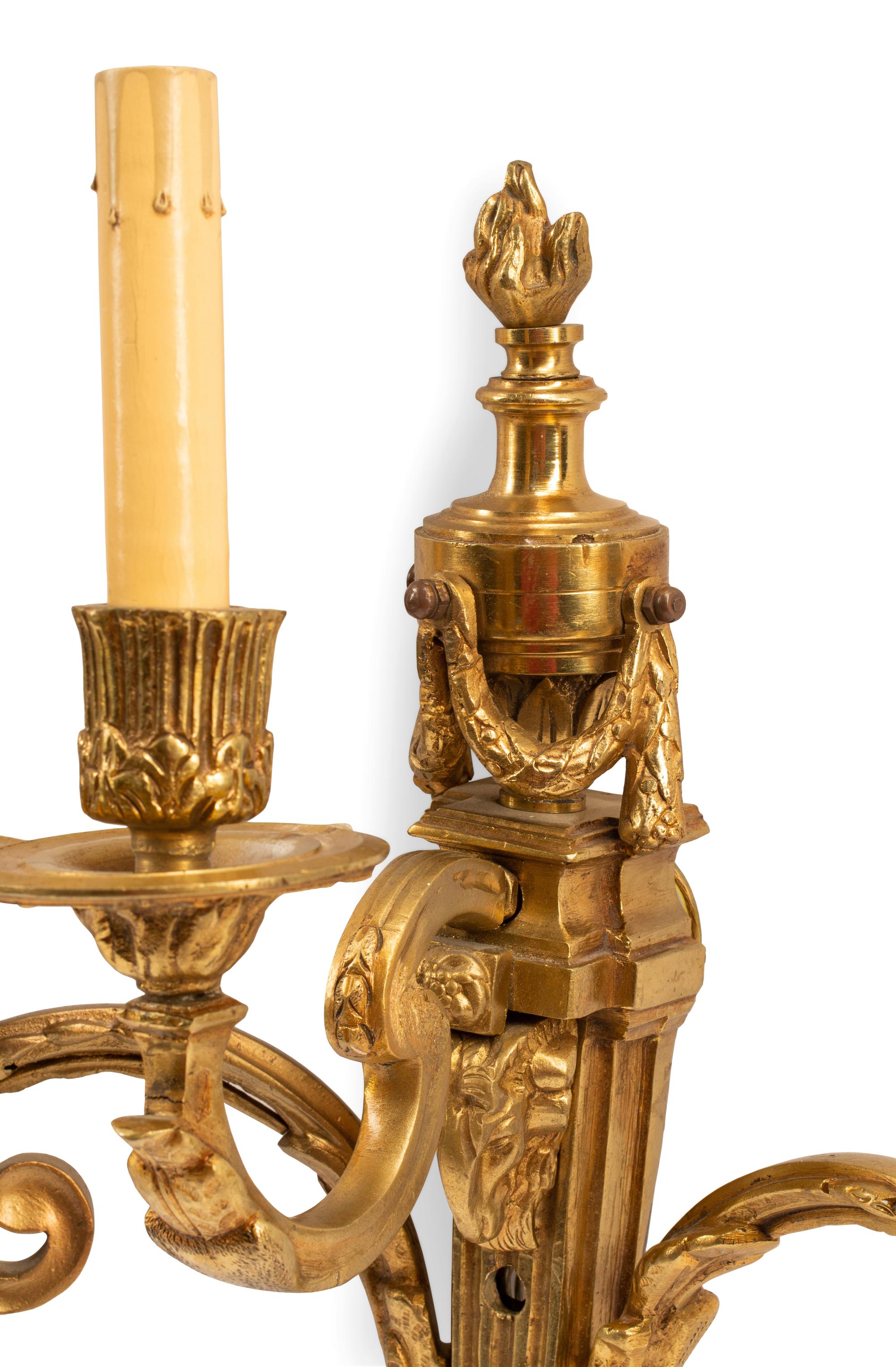 A Pair of French Gilt Bronze Sconces