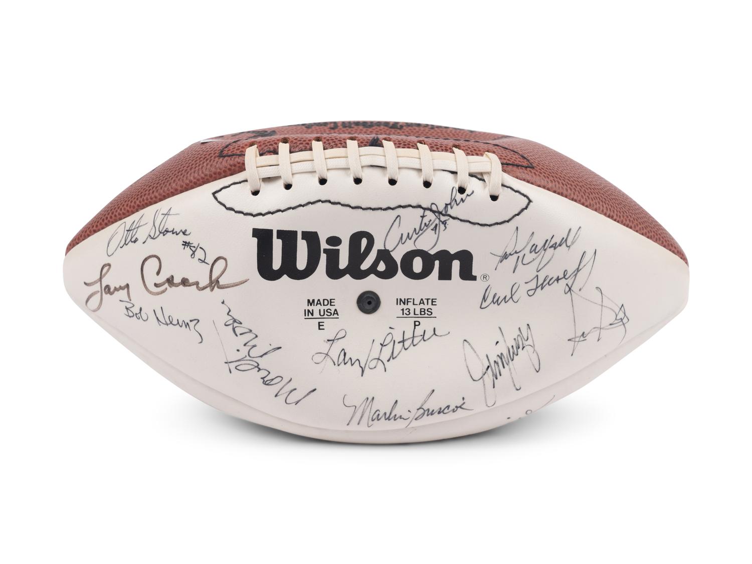 A 1972 Miami Dolphins Undefeated Team Signed Autograph Football (42 Signatures) (Beckett Authentication Services Letter BAS Certified)