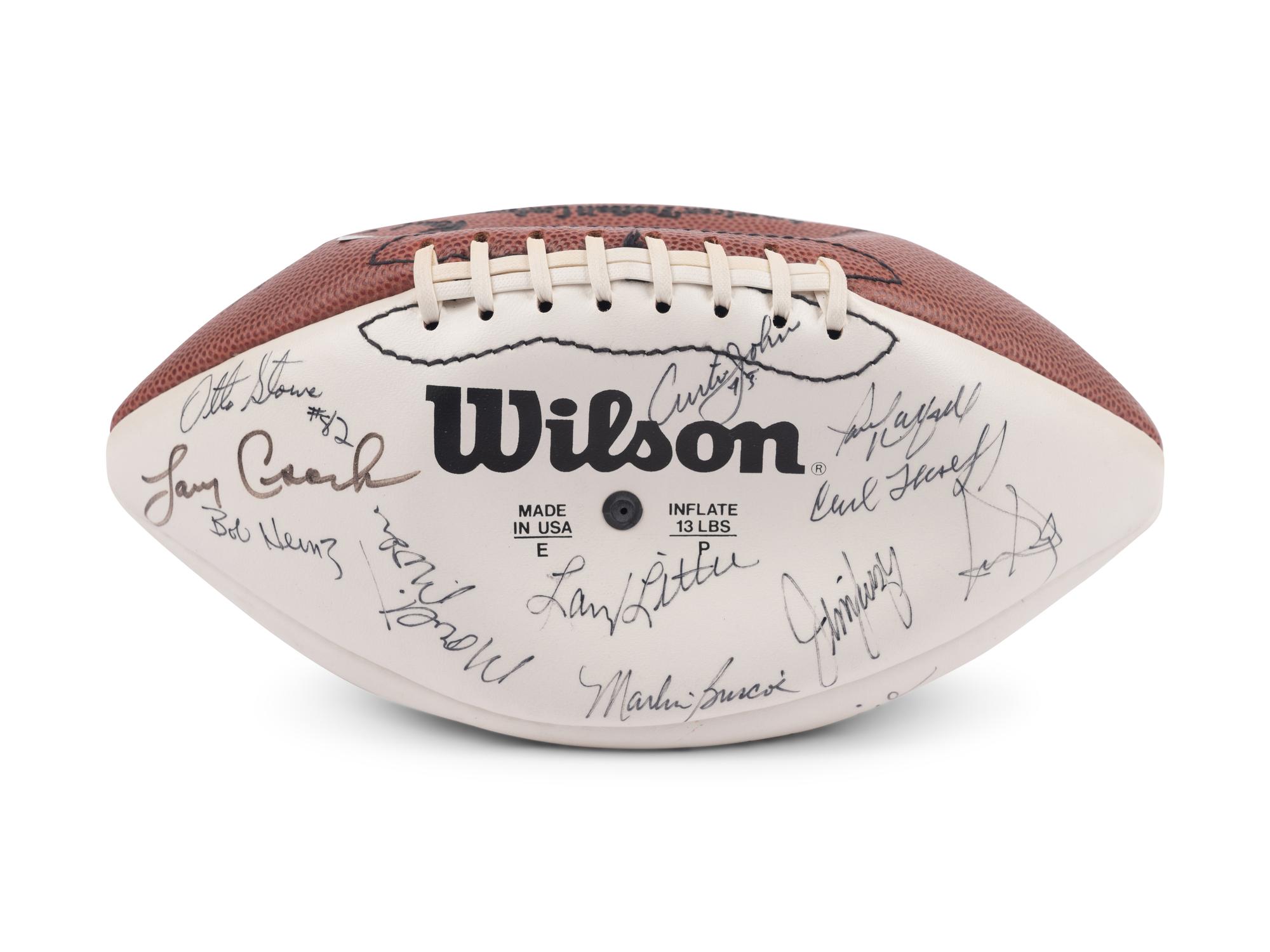 A 1972 Miami Dolphins Undefeated Team Signed Autograph Football (42 Signatures) (Beckett Authentication Services Letter BAS Certified)