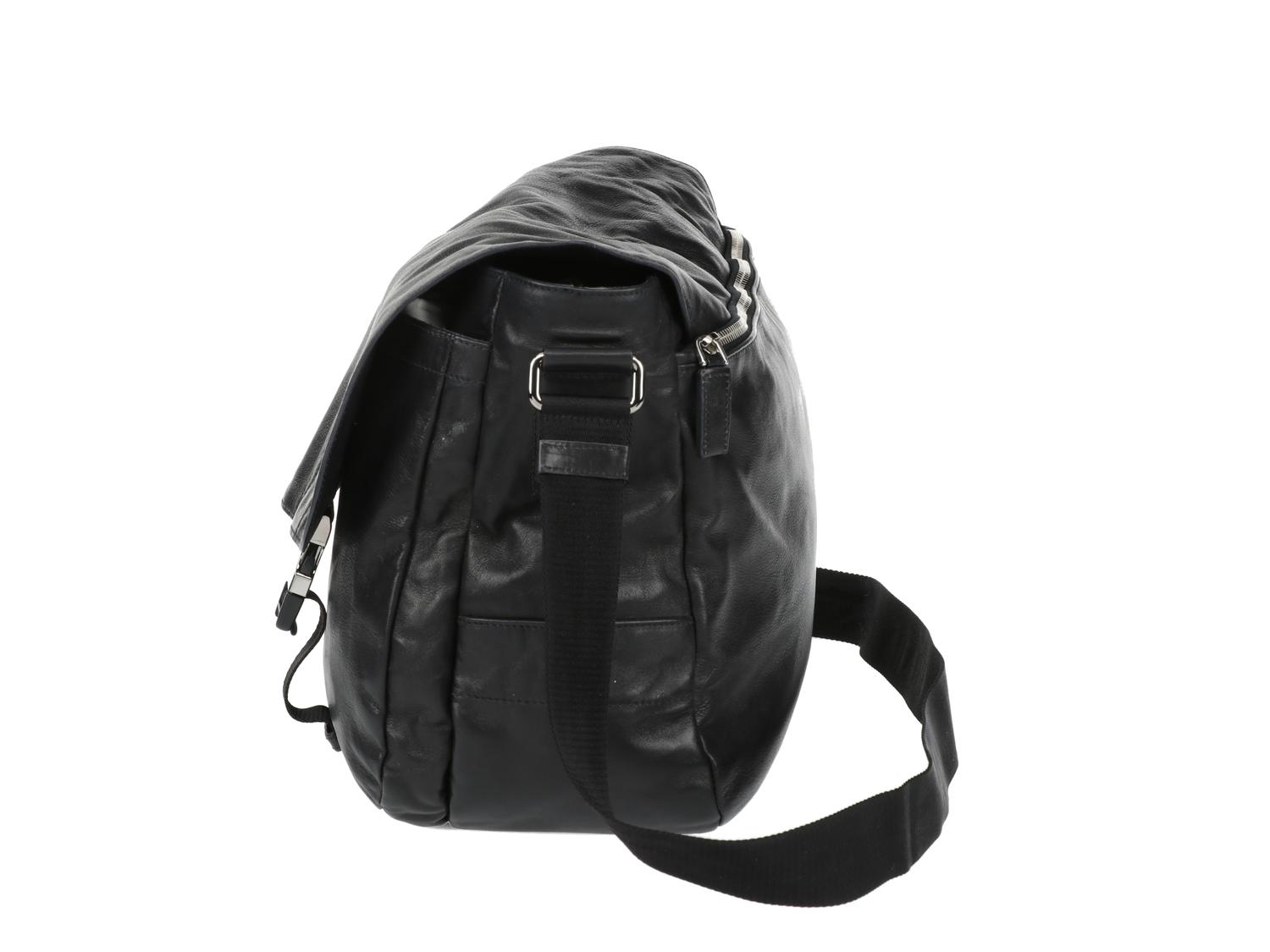 PRADA LEATHER MESSENGER BAG