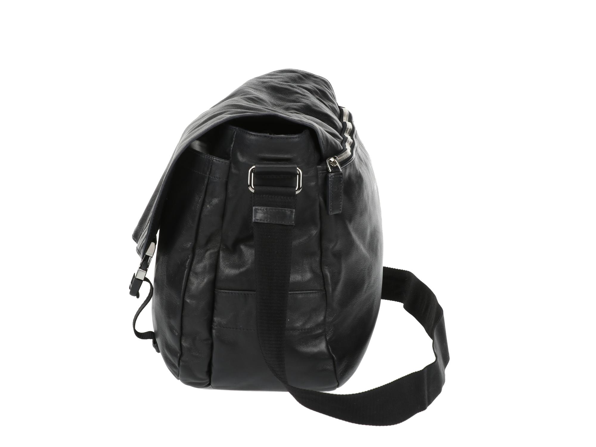 PRADA LEATHER MESSENGER BAG