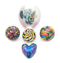 A Group of Five Modern Glass Paperweights Width of largest 6 inches