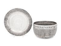 A Southeast Asian Silver Center Bowl and Underplate