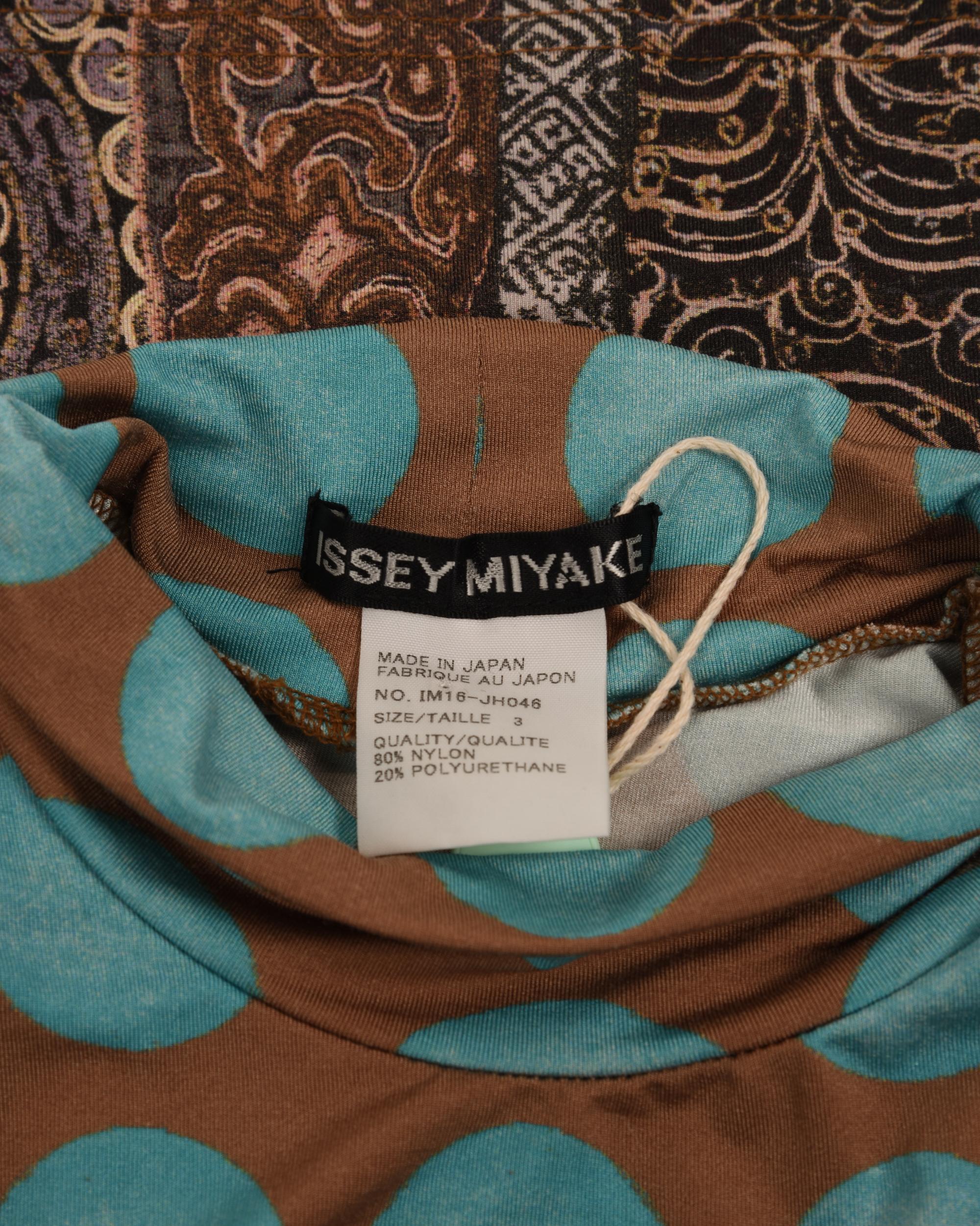 Two Issey Miyake Ensembles: One Two-Piece Pleated Ensemble and One Printed Dress