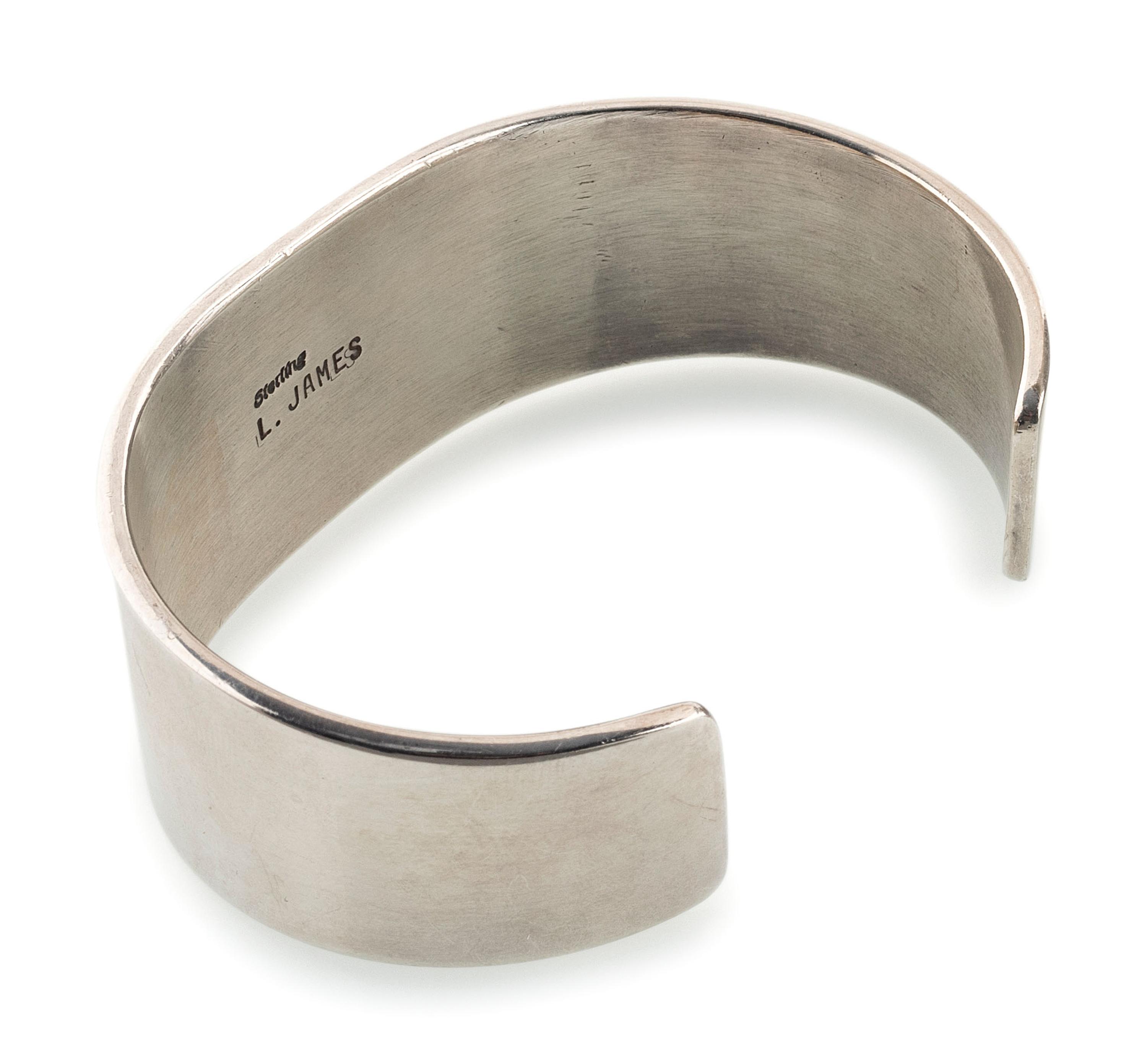Navajo Sterling Silver and Jet Cuff Bracelet
