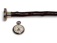 A Railroad Pocket Watch-Inset Blackthorn Walking Stick