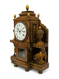 A South German Painted and Parcel Gilt Mantel Clock