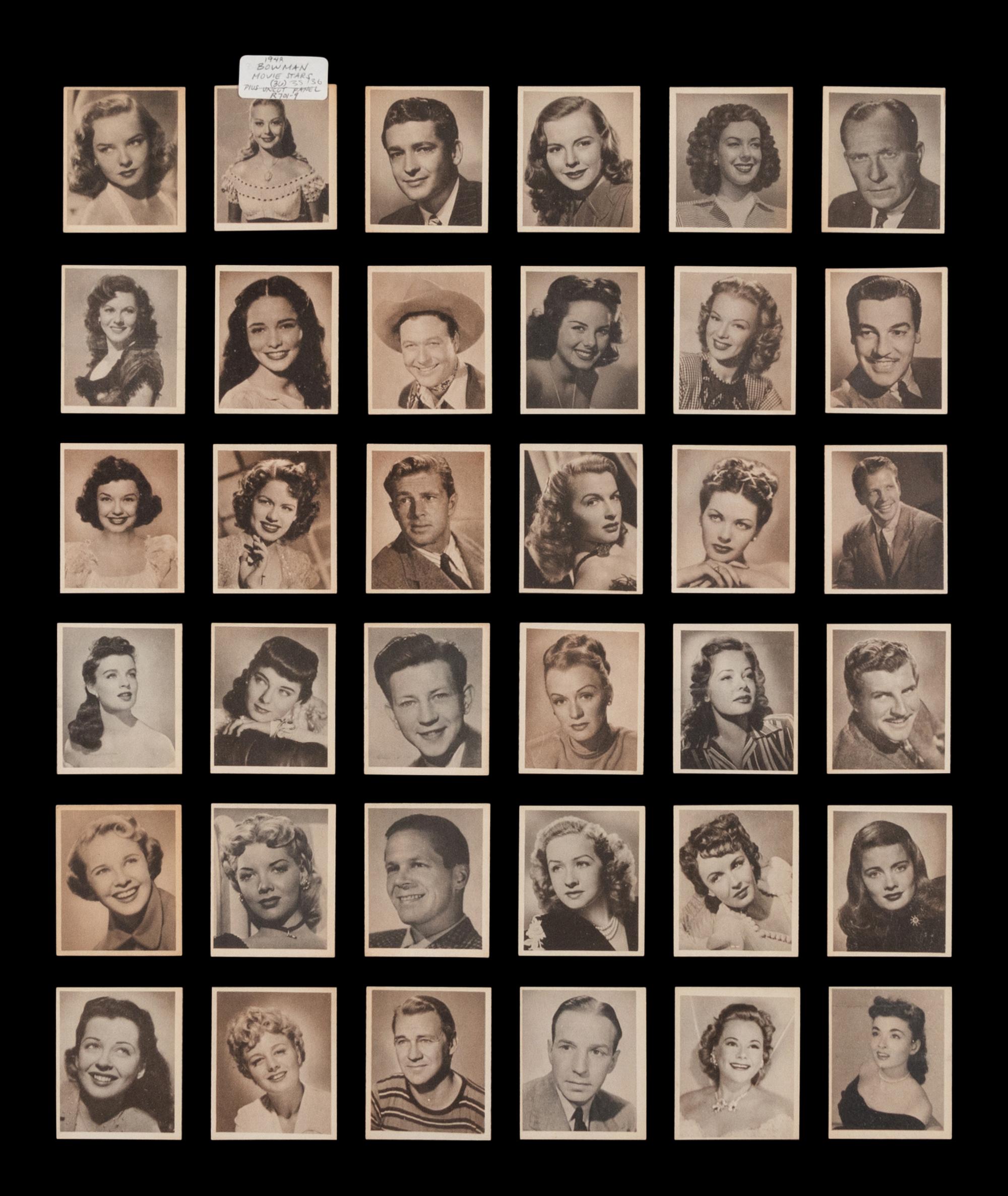 A Complete Set of 1948 Bowman Movie Stars Trading Cards (36/36)