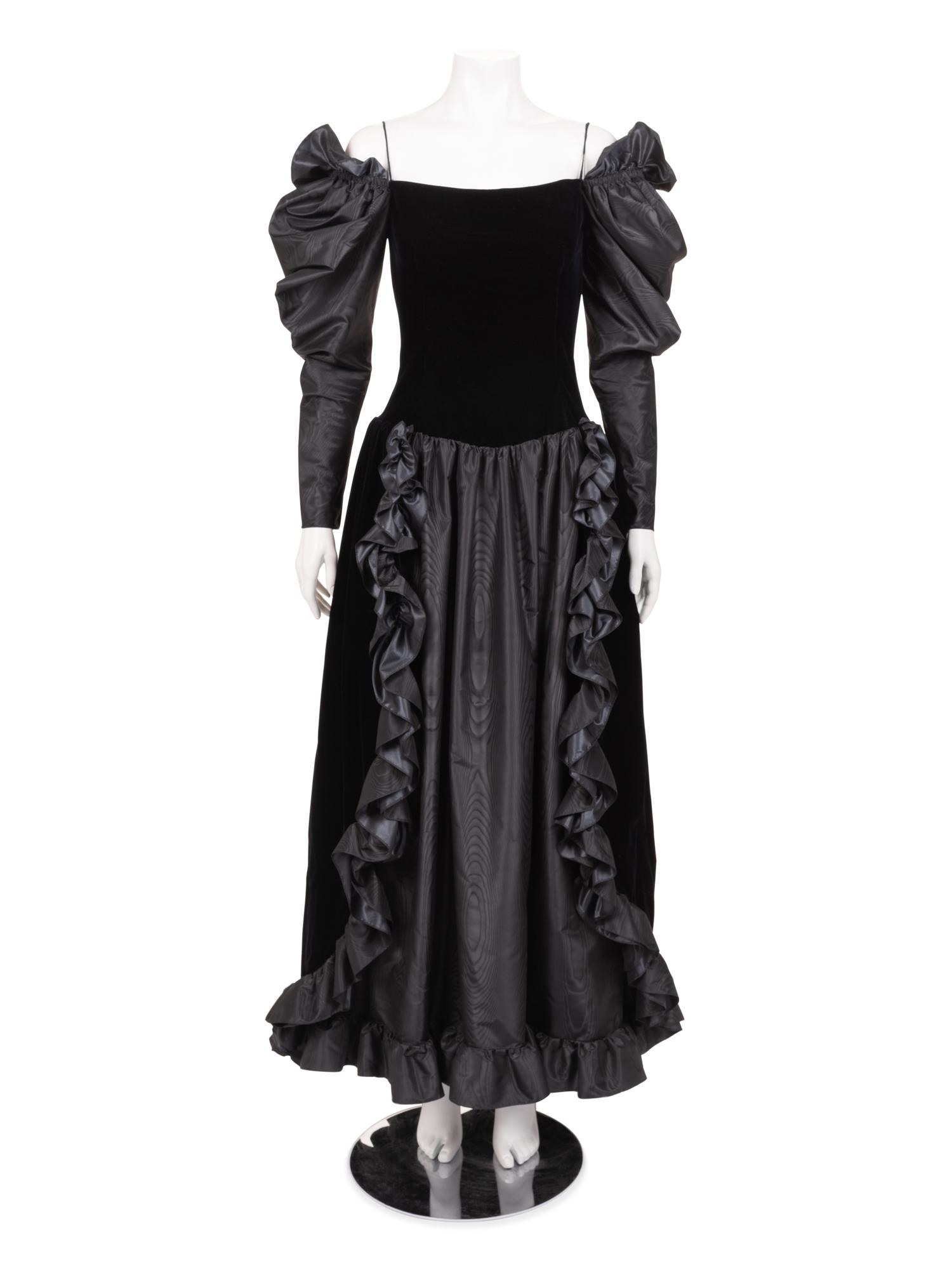 Givenchy Haute Couture Velvet and Moiré Dress, 1970-80s