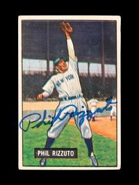 A Group of Four 1950s Bowman Baseball Cards Including a Monte Irvin Rookie Card (PSA 4.5) and Autographed Phil Rizutto,