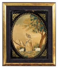 An English Needlework Picture, 18TH CENTURY, Height 19 1/4 x width 16 inches. — 18TH CENTURY,