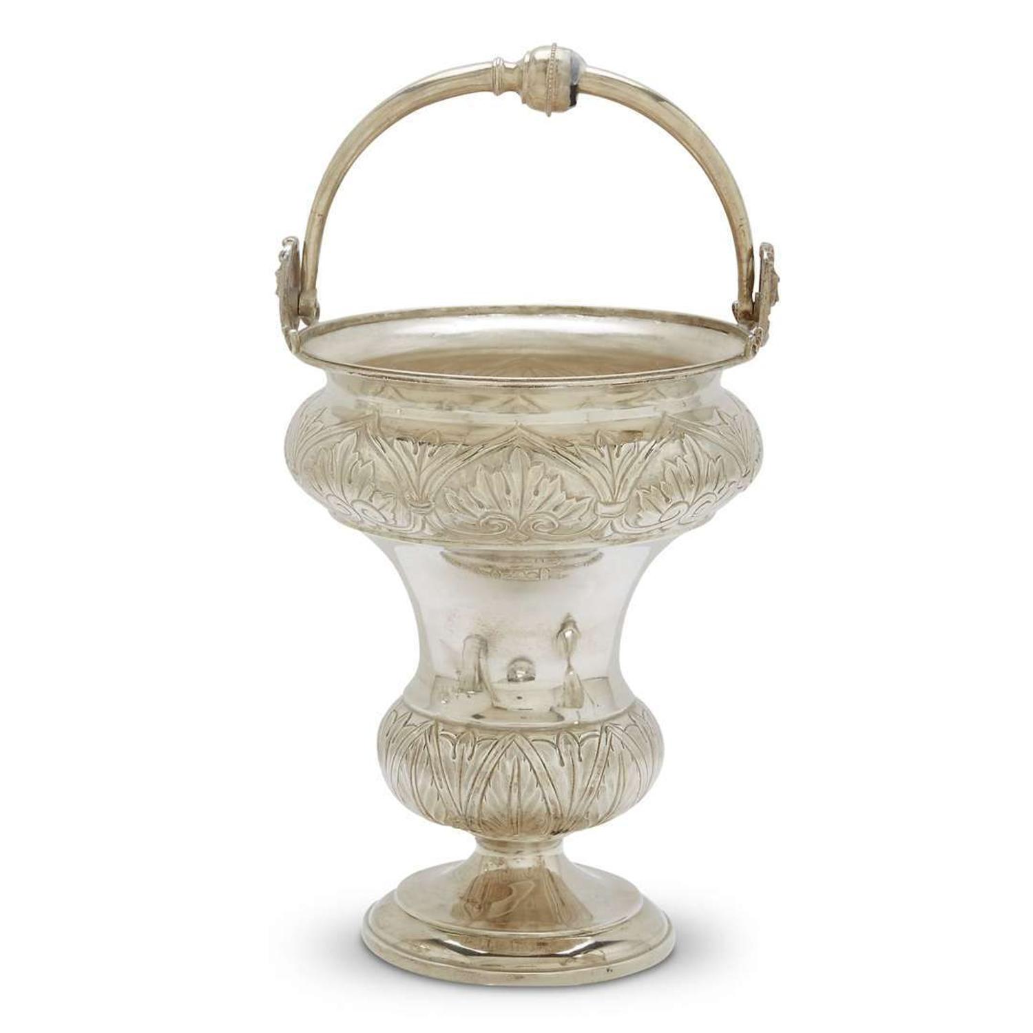 Sterling silver holy water stoup Shultz & Fisher, San Francisco, CA, circa 1880