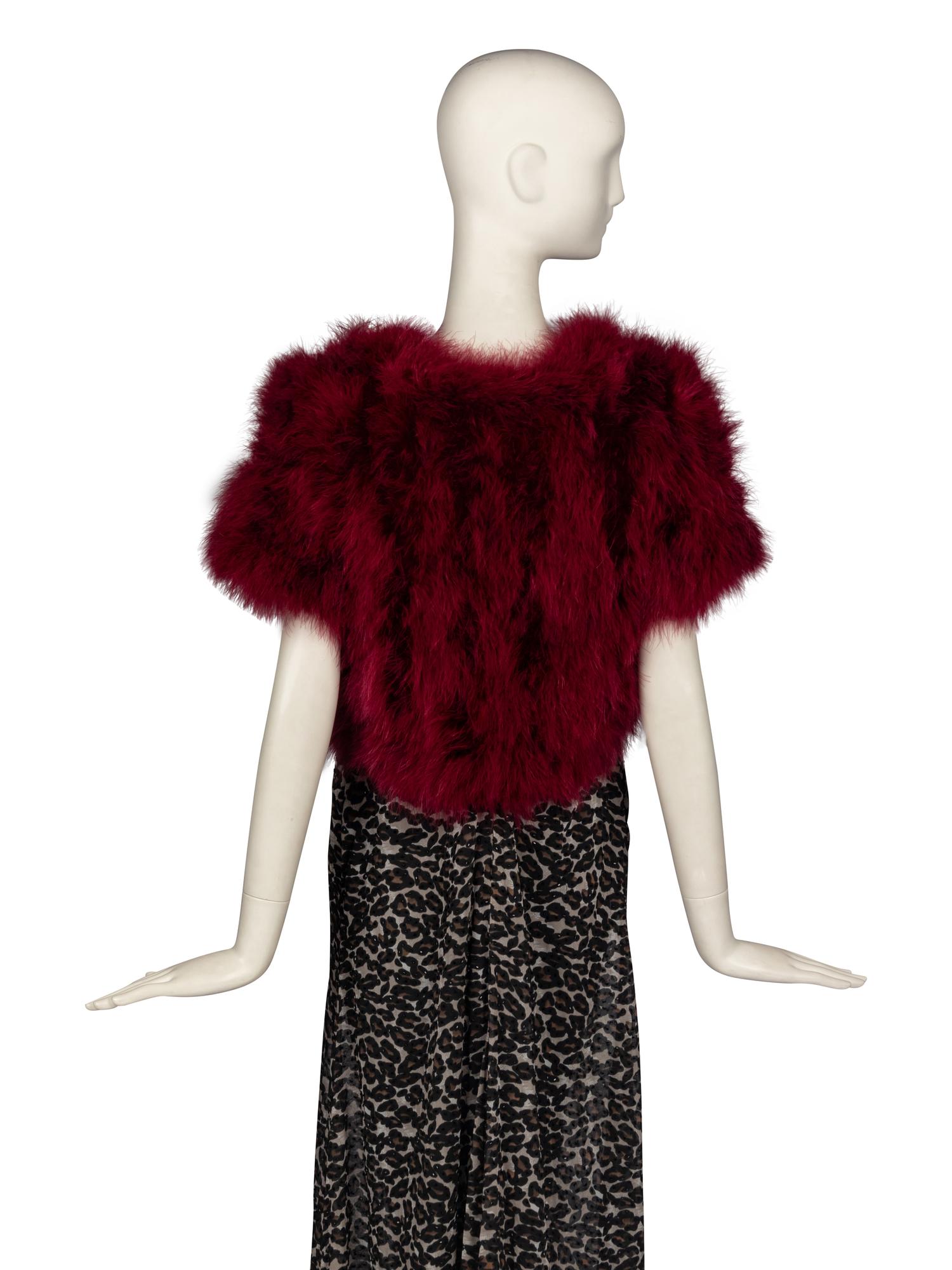 Bob Mackie Beaded Leopard Print Dress & Feather Jackets
