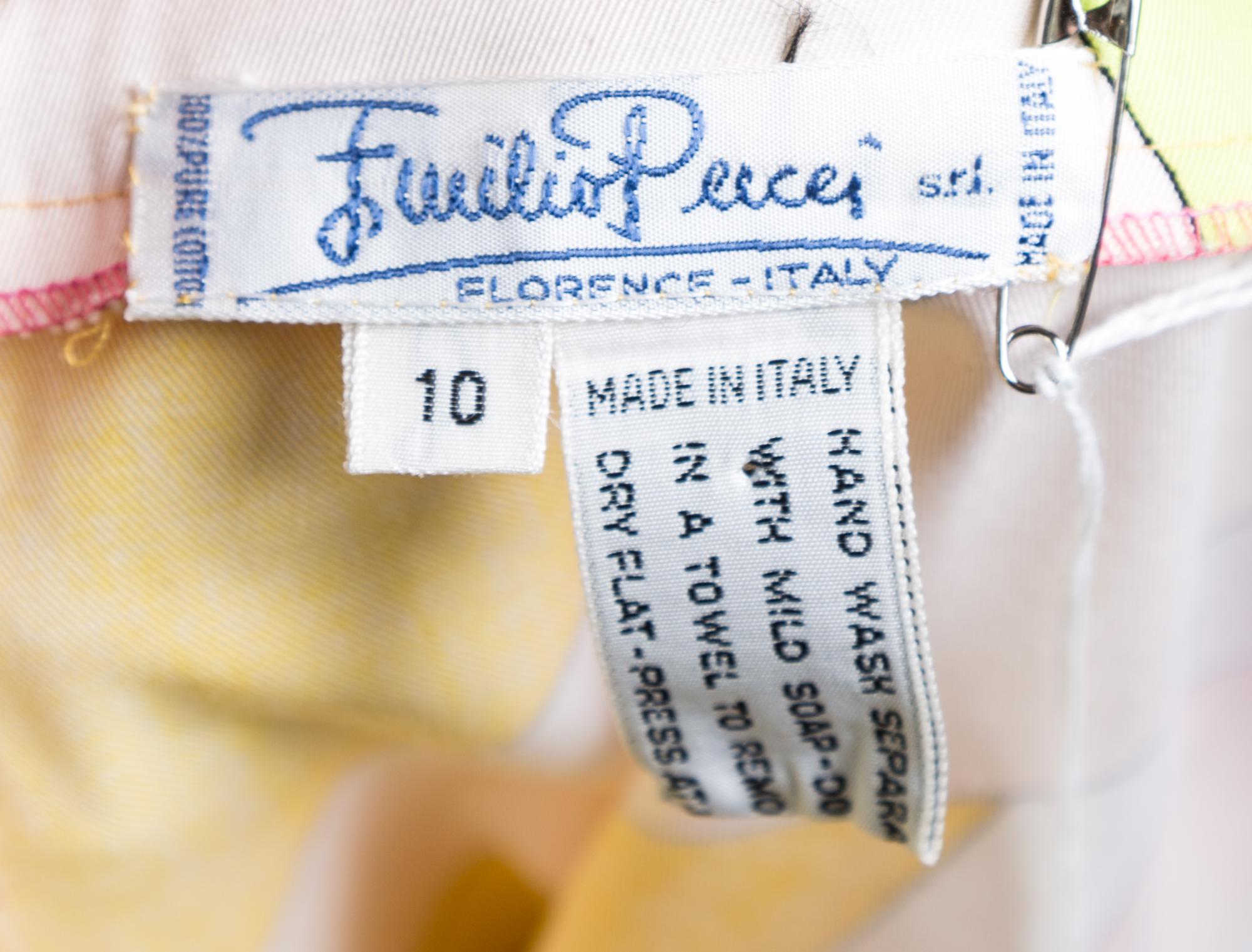 An Emilio Pucci Multicolor Geometric Print Cotton Shift, Size: 10.