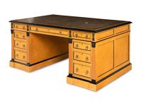 A Russian Neoclassical Style Birch and Parcel Ebonized Partner's Desk