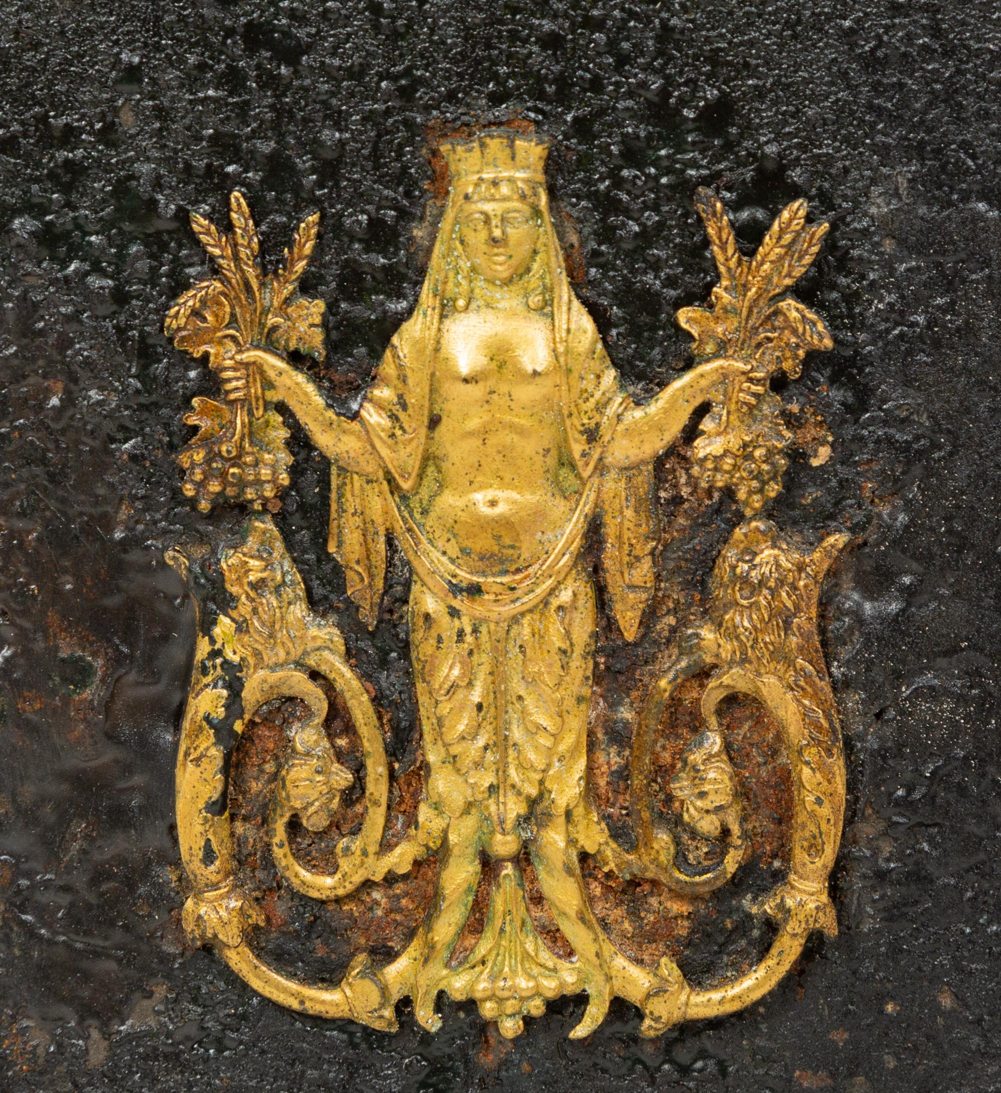 A Pair of Regency Gilt Metal Mounted Tole Vases