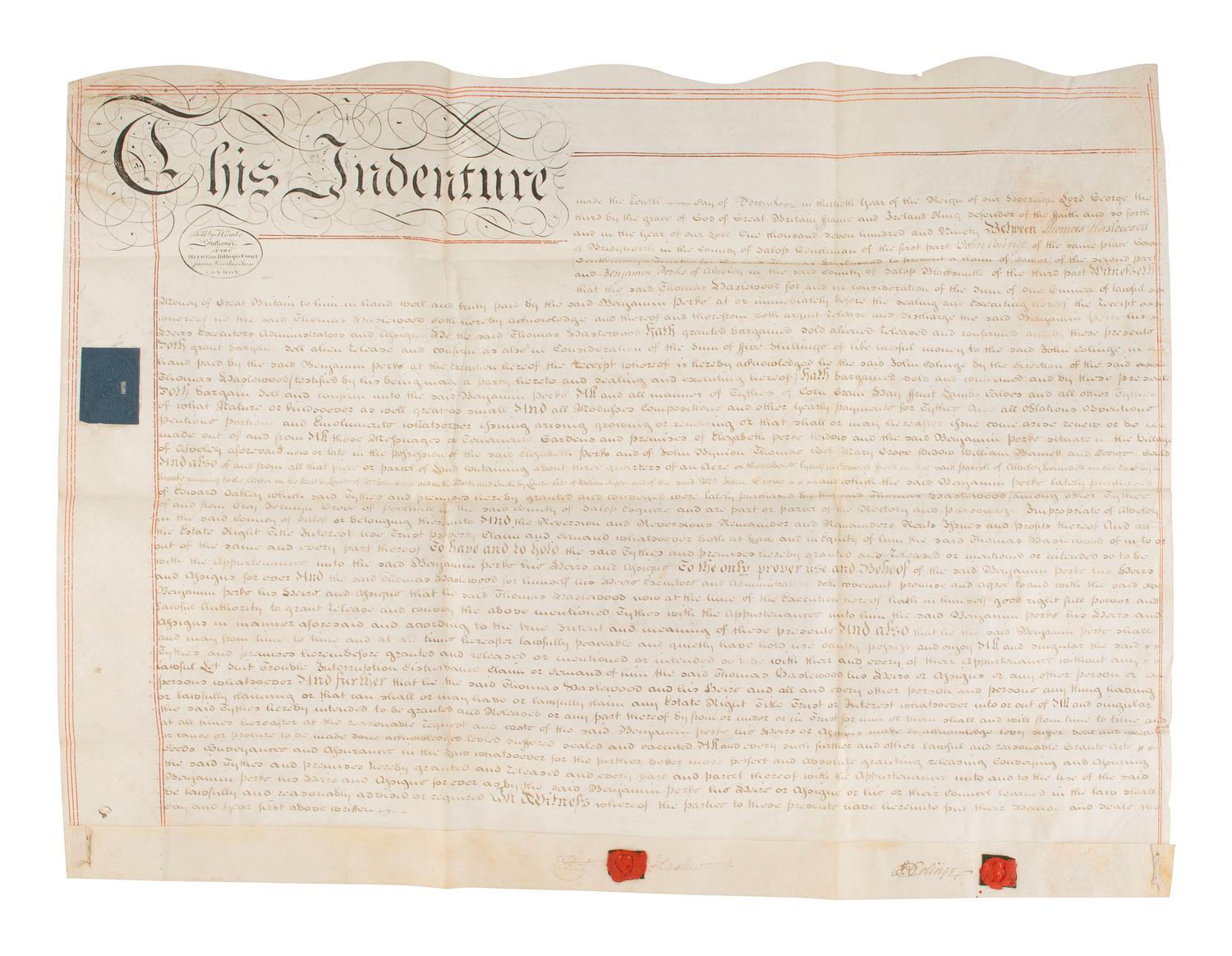 [ENGLAND]. A group of 3 English indentures, comprising: