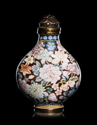 A Set of Six Peking Enamel on Copper Snuff Bottles