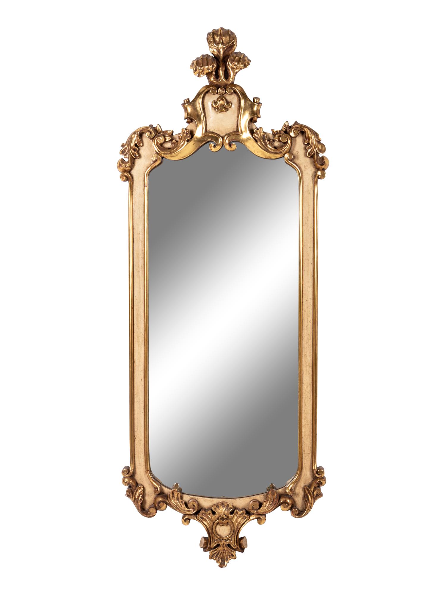 A Painted and Parcel Giltwood Mirror