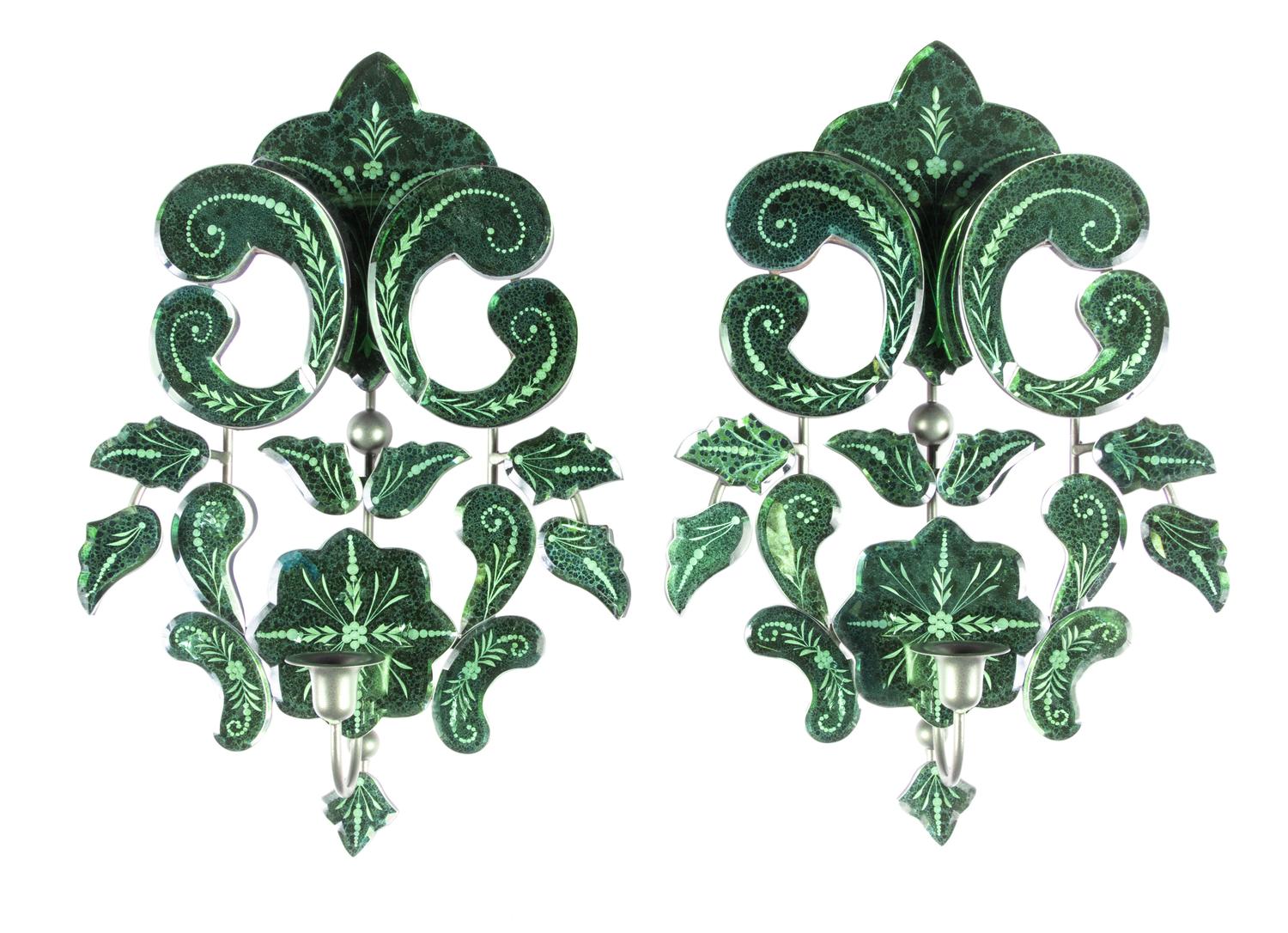 A Pair of Venetian Glass Sconces Height 17 1/2 inches. — 20TH CENTURY