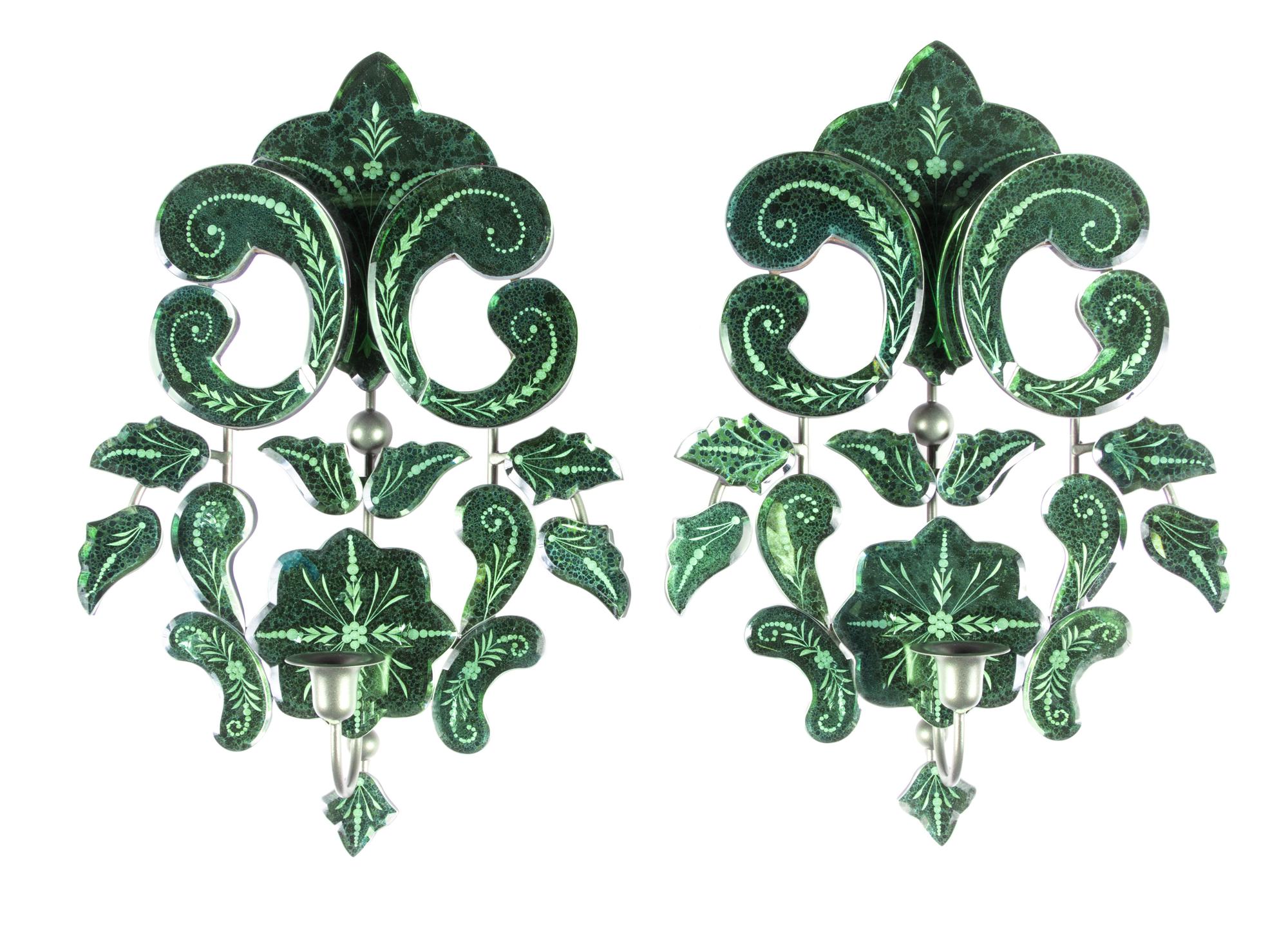 A Pair of Venetian Glass Sconces Height 17 1/2 inches. — 20TH CENTURY