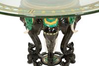 A Glazed Ceramic Elephant Base Table with Painted Glass Top — 20th Century