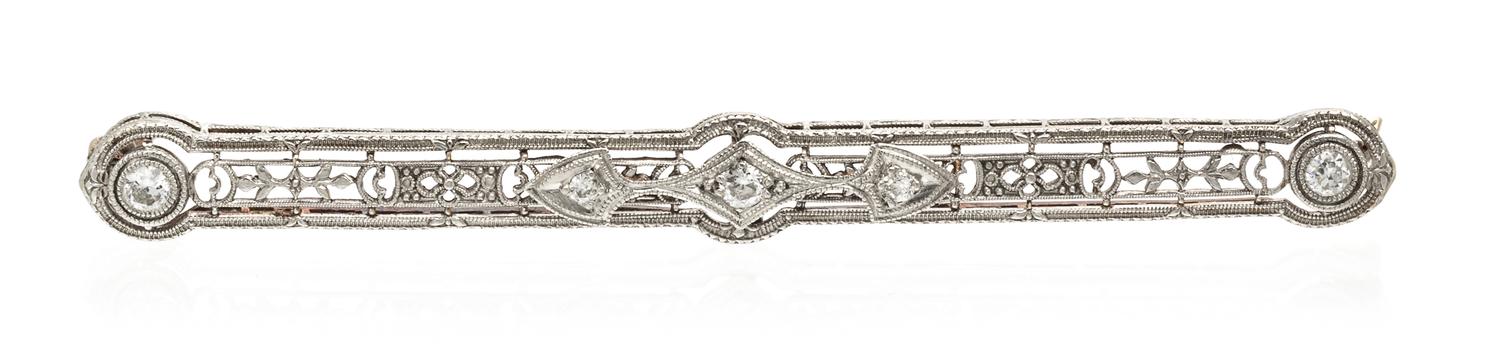 An Antique Gold and Diamond Bar Brooch, 3.20 dwts.