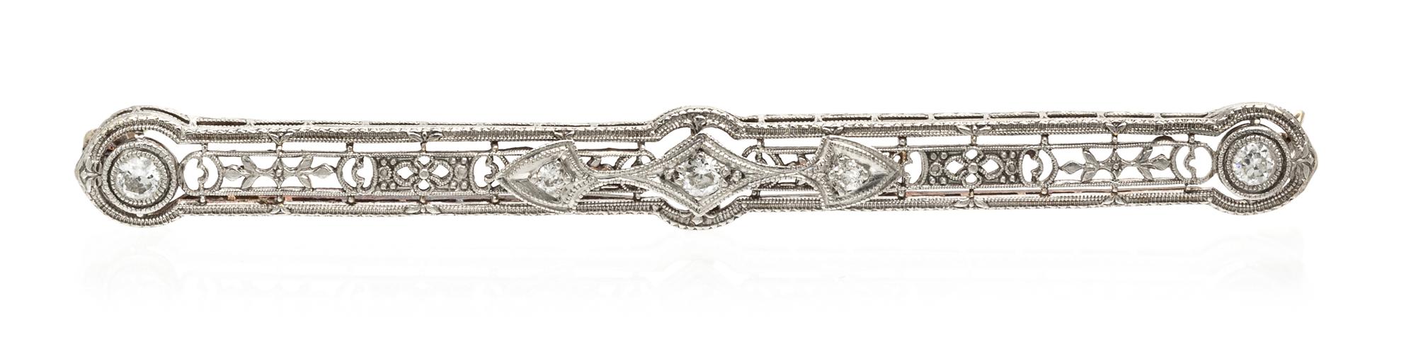 An Antique Gold and Diamond Bar Brooch, 3.20 dwts.