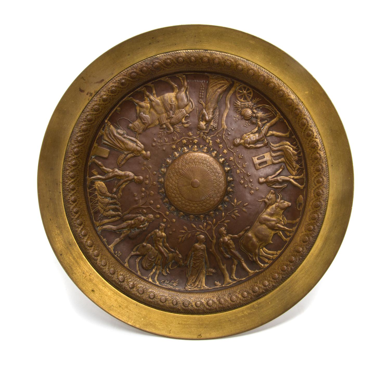 A Continental Bronze Tazza, Height 3 1/4 x diameter 10 3/8 inches.