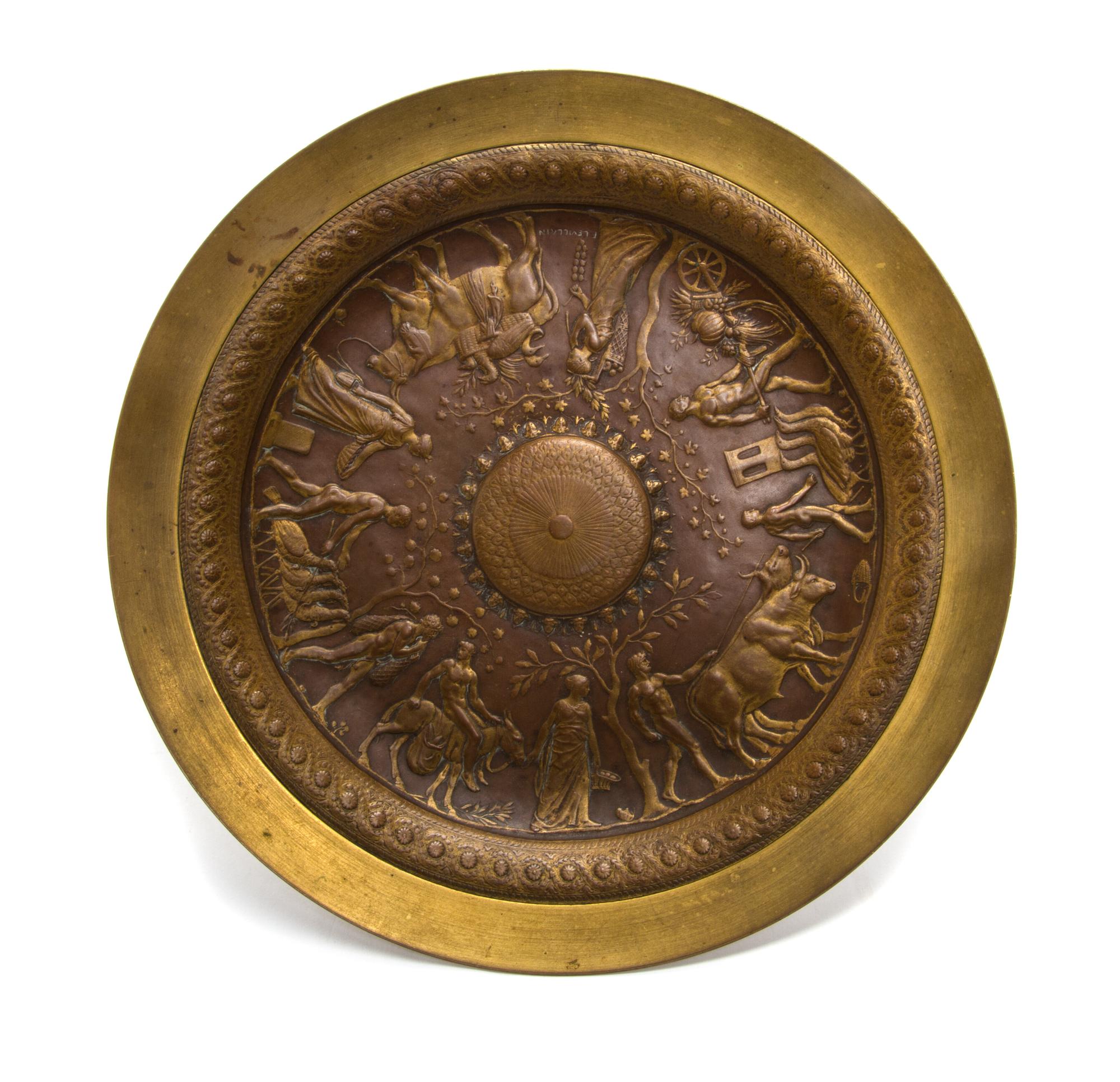A Continental Bronze Tazza, Height 3 1/4 x diameter 10 3/8 inches.