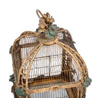 A Continental Giltwood and Painted Wirework Lantern
