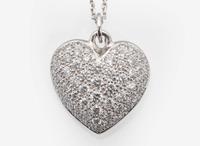 A 14K White Gold and Diamond Heart Necklace