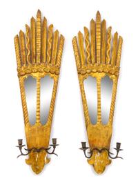 A Pair of Italian Giltwood Sconces Height 34 1/2 inches. — CIRCA 1970s
