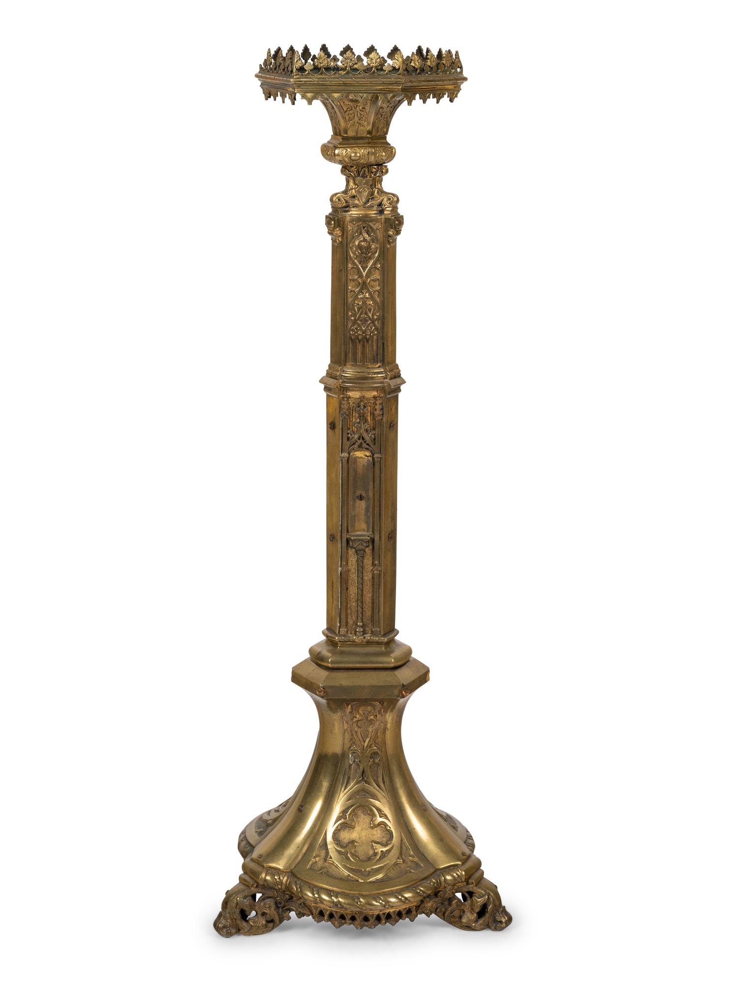 A Gothic Revival Gilt Metal Pricket
