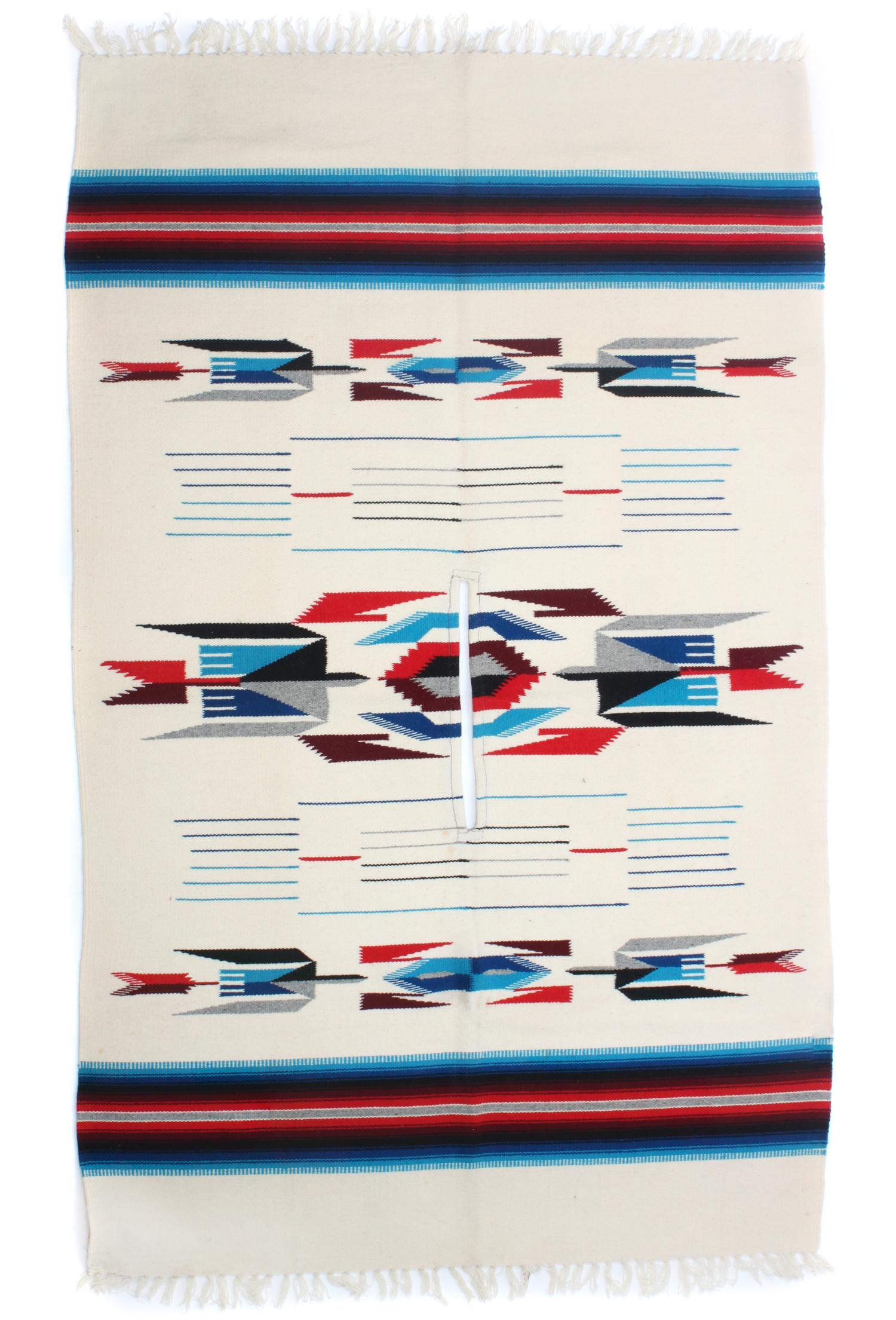 A Chimayo Serape 75 x 46 3/8 inches.