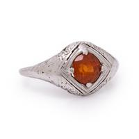 Spessartine Garnet and White Gold Ring