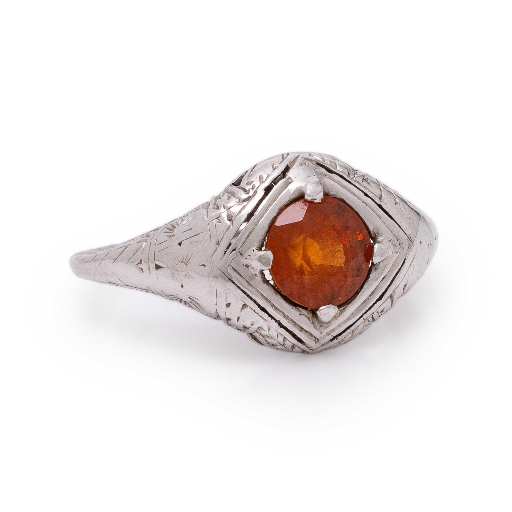 Spessartine Garnet and White Gold Ring