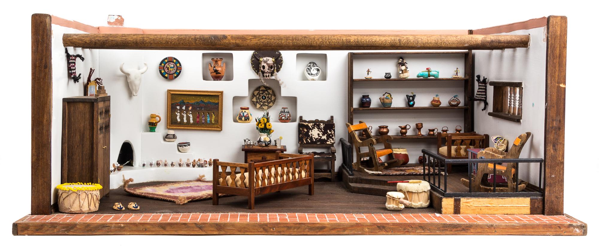 A Southwestern Style Room Box Height 9 1/2 x width 24 3/8 x depth 16 1/2 inches. — Various Makers