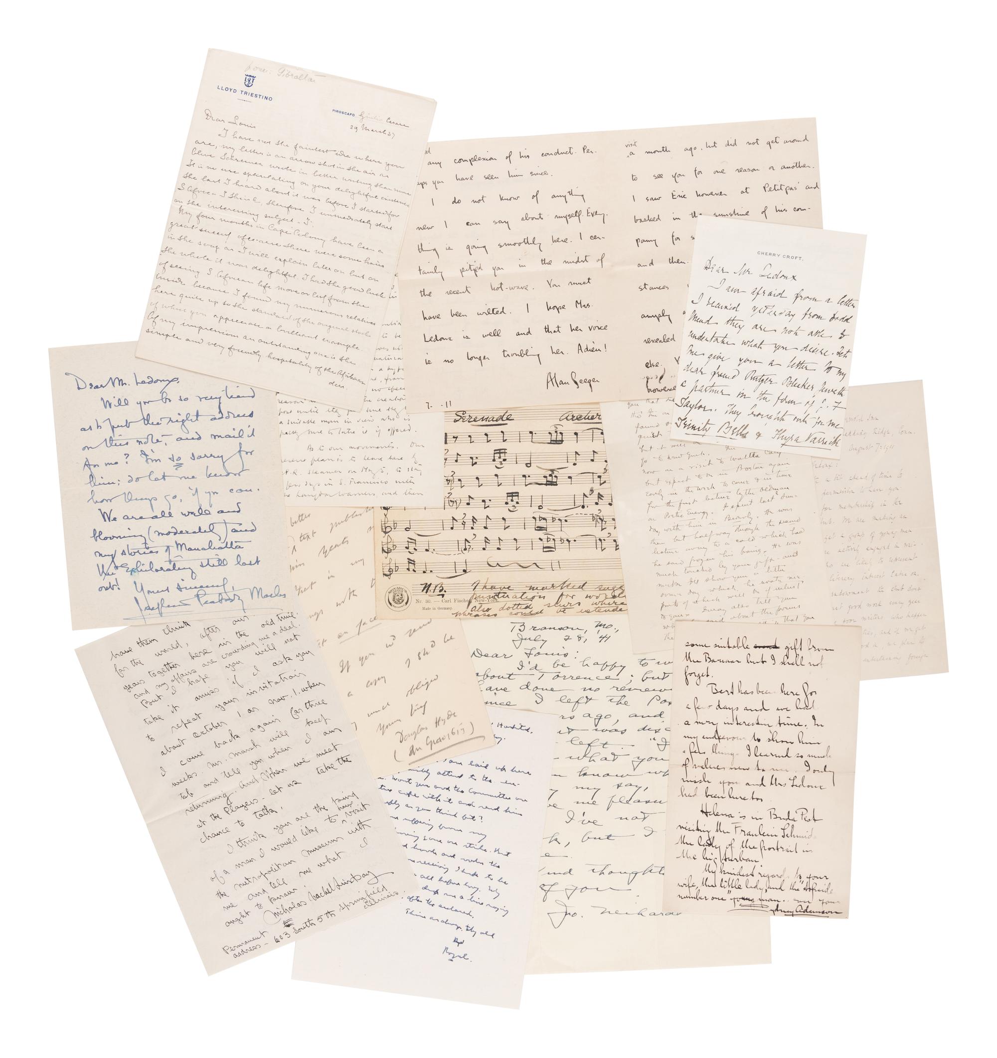 LEDOUX, Louis V. (1880-1948). An archive of letters written in the 1900s-1930s to Louis V. Ledoux.