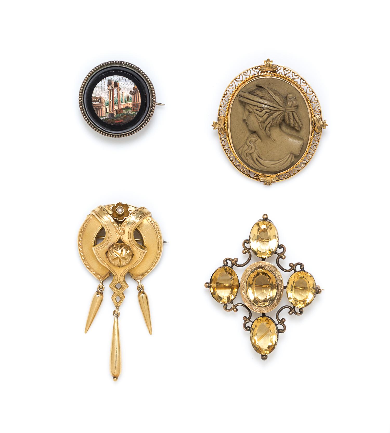 A Collection of Victorian Brooches, 24.00 dwts.