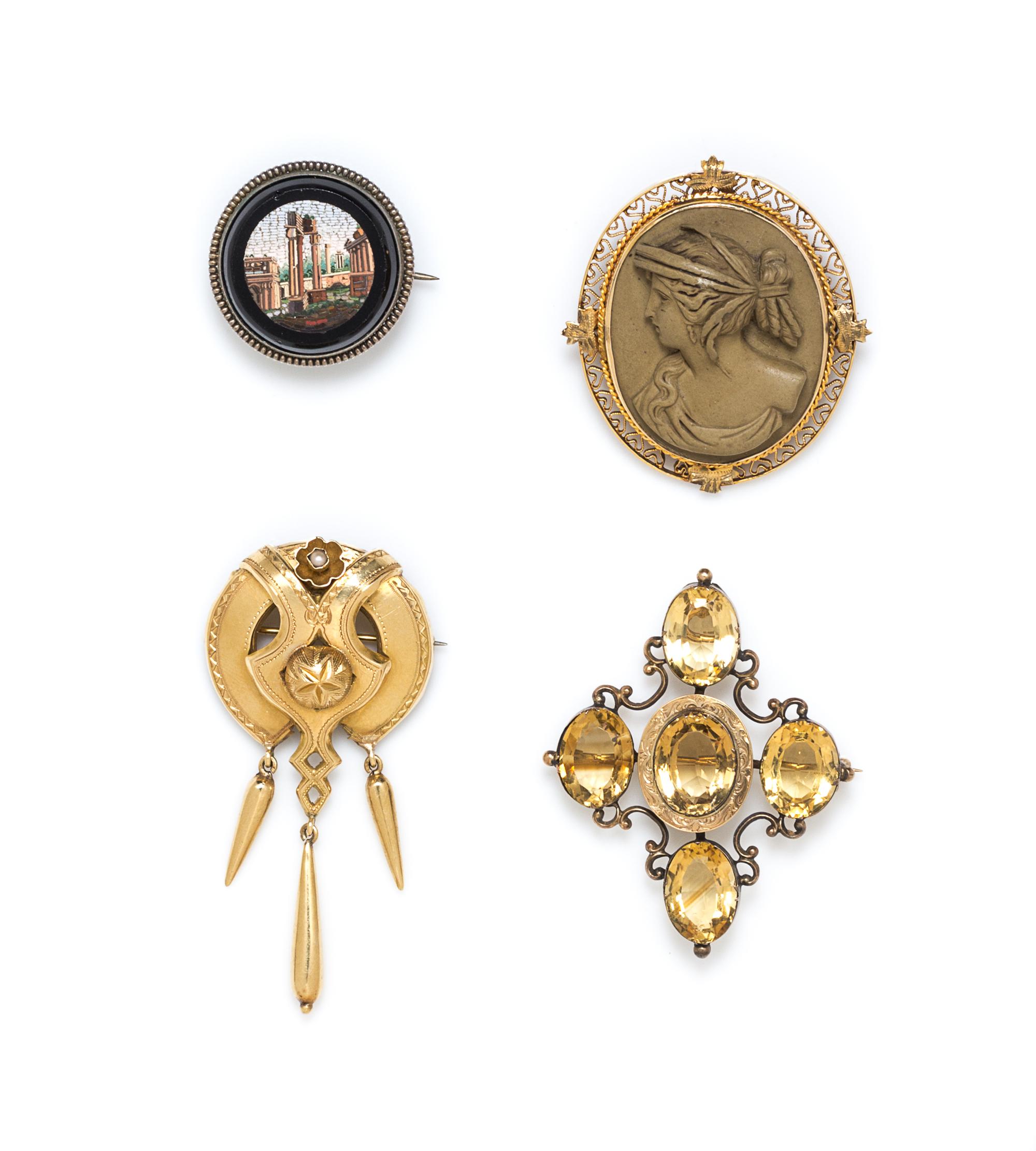 A Collection of Victorian Brooches, 24.00 dwts.