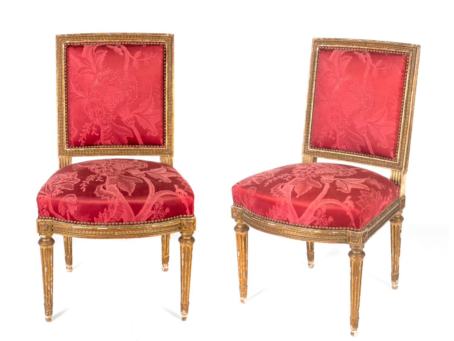 Set of Four Louis XVI Style Giltwood Chaises