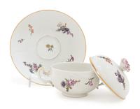 A Meissen Porcelain Covered Sugar and Underplate