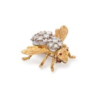 HERBERT ROSENTHAL, BICOLOR GOLD AND DIAMOND BEE BROOCH