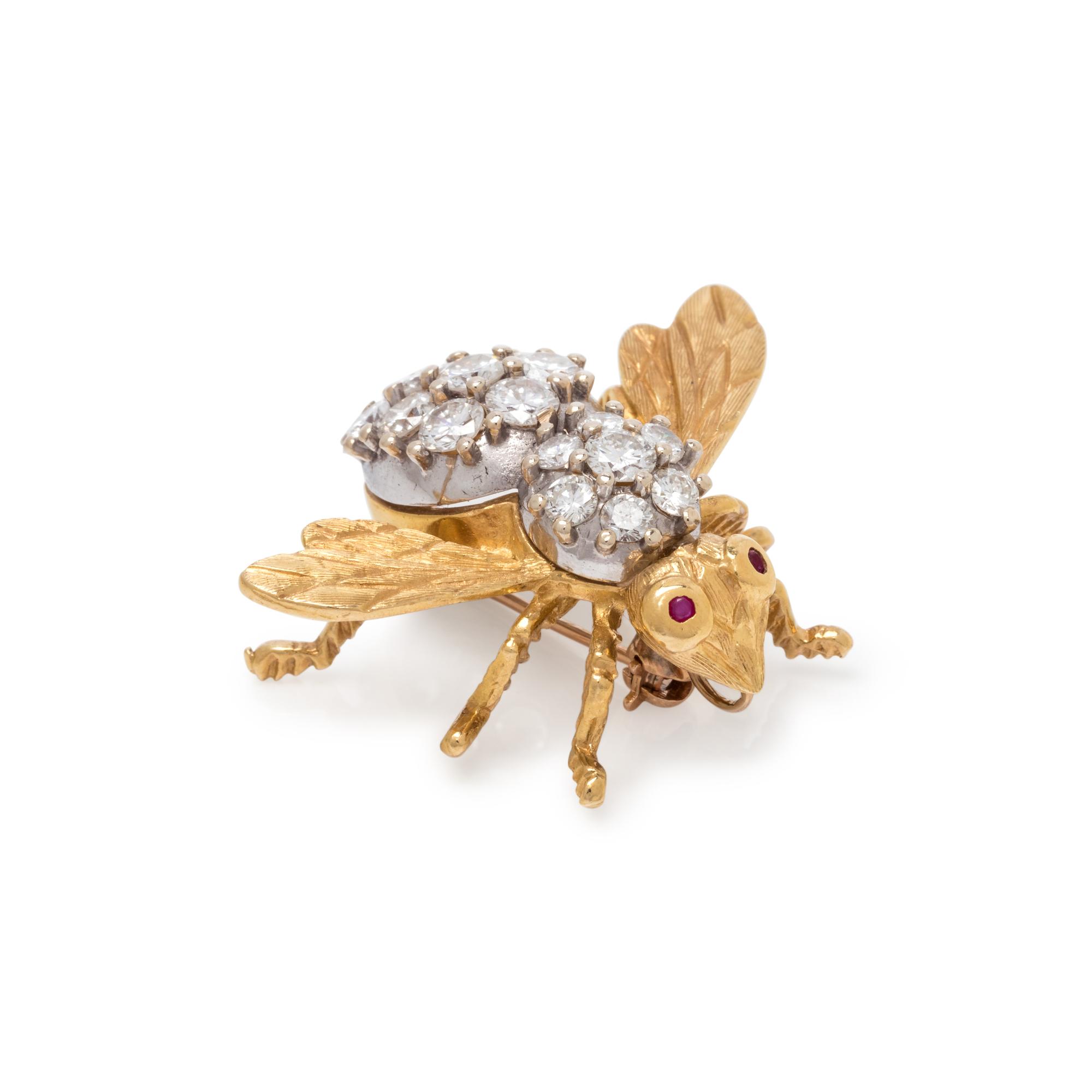 HERBERT ROSENTHAL, BICOLOR GOLD AND DIAMOND BEE BROOCH