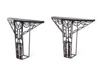 Pair of French Art Deco Style Iron Console Tables