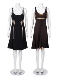Two Chado Ralph Rucci Metallic Accented Sleeveless Dresses, 2000-10s