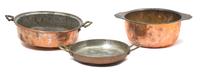 Three Vintage Copper and Brass Pieces Diameter of largest 10 1/4 inches. — 19TH CENTURY