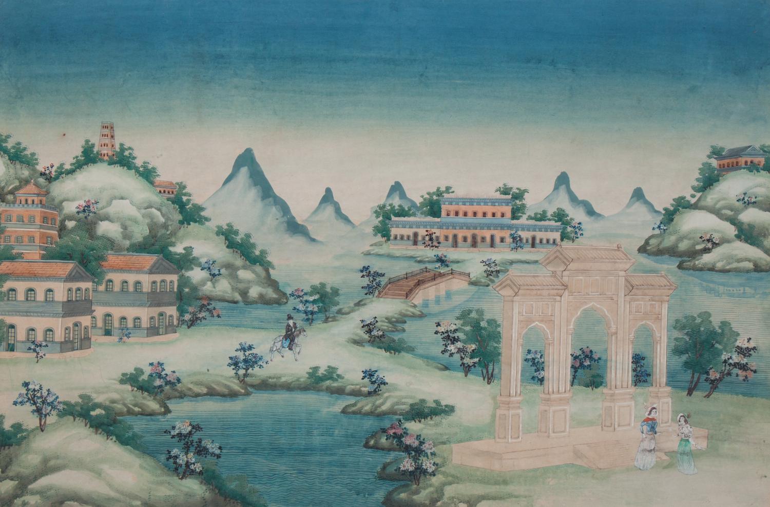An Indian European Subject Painting 23 3/4 x 35 1/2 inches.